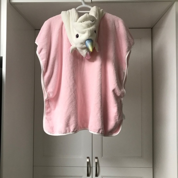 Unicorn Towel Hoodie Robe Pink with White Unicorn Head Pinnkku Size 3 / 4 NWOT - Picture 3 of 7
